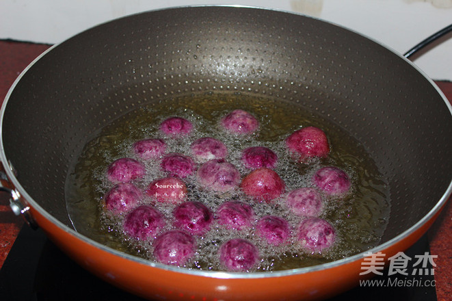 Crispy Purple Sweet Potato Meatballs recipe