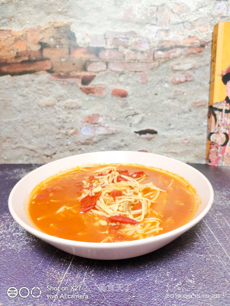Enoki Mushroom and Tomato Soup recipe