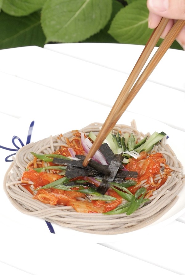 Soba Noodles Mixed with Korean Sauce at A Glance recipe