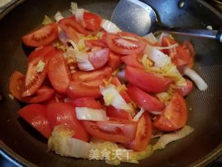 Scrambled Eggs with Chinese Cabbage and Tomato recipe