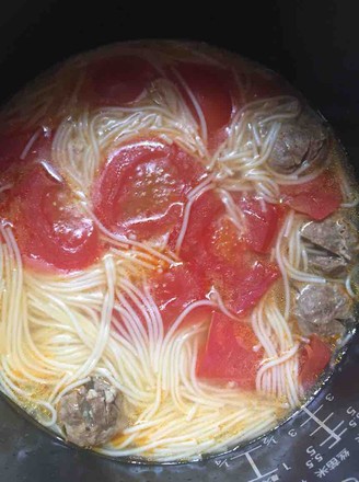 Western Red Pan Beef Ball Noodle Soup recipe