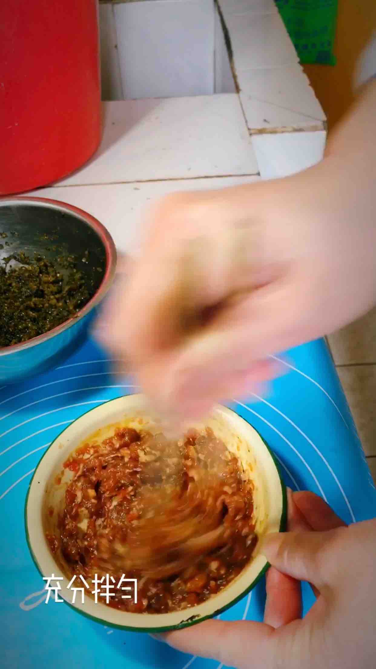 Pickled Vegetables and Fresh Meat Willow Leaf Buns recipe