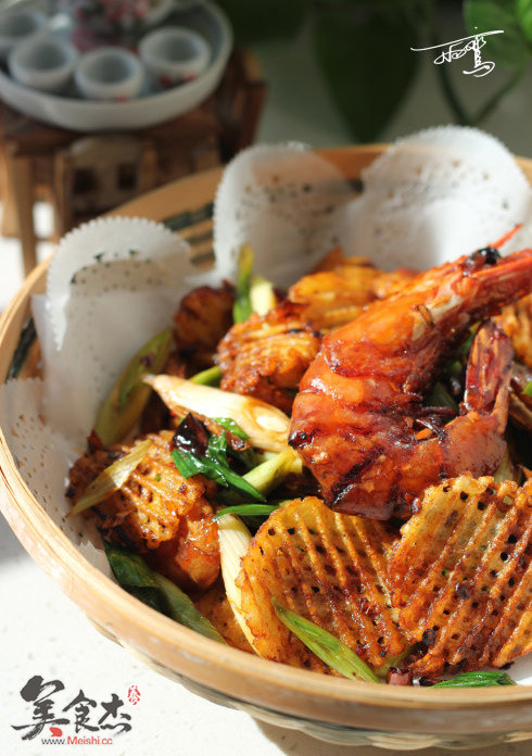 Griddle Potato Spicy Shrimp recipe