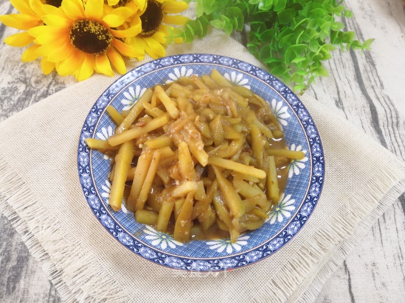 Fried Eggplant Strips with Potatoes recipe