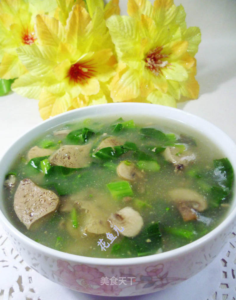 Duck Liver Soup with Fresh Mushrooms and Rape recipe