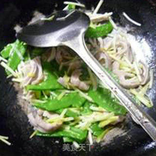 Fried Pork Belly with Leek Sprouts and Snow Peas recipe