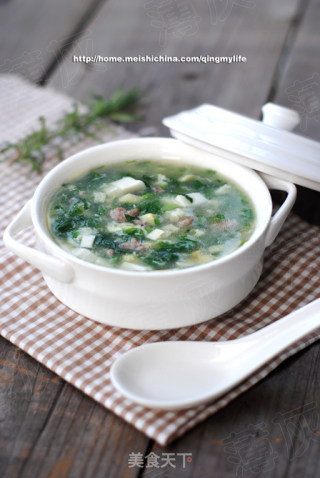 [sanxian Shepherd's Purse Tofu Soup] Fresh and Delicious-what Soup Do You Drink for Detoxification and Health Preservation in Spring? recipe