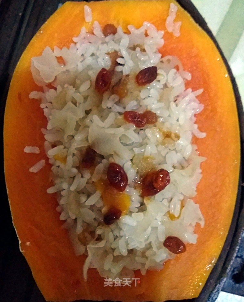 Colorful Fruit Papaya Boat Sticky Rice