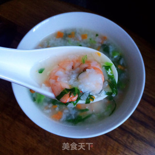 Shrimp Congee with Carrots and Greens recipe