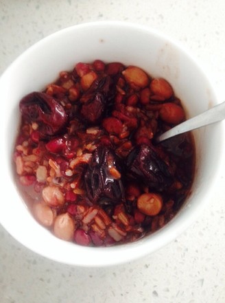 Red Dates, Peanuts, Red Beans and Red Rice Porridge recipe