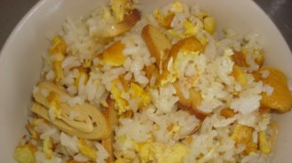 Fried Rice with Egg and Bean Rolls recipe