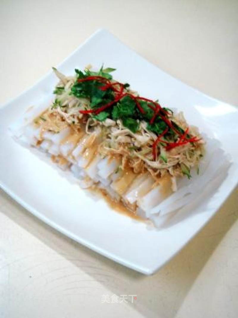 [flying Birds and Beasts]-a Summer Cold Dish "shredded Chicken with Mustard Jelly" recipe