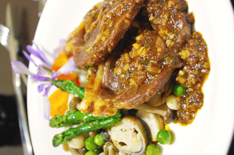 Beginning of Spring-lamb Chops in Braised Sauce with Mixed Vegetables recipe