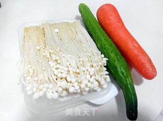 Challenging The Taste Buds-small Hot Peppers Mixed with Enoki Mushrooms recipe