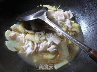 Fried Potatoes with Bamboo Shoots and Squid recipe