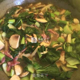 Stir-fried Rice Cake with Green Vegetables recipe