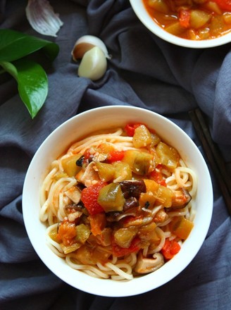 Diced Tomato and Eggplant Noodles recipe