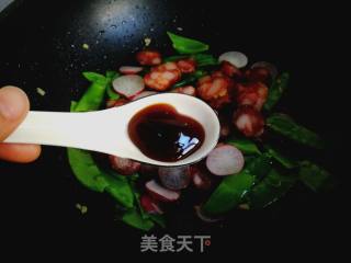 Fried Sausage with Snow Pea recipe