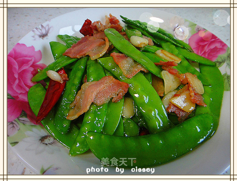 Garlic Bacon Snow Pea recipe