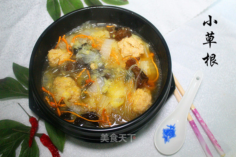 Cordyceps, Cabbage, Fungus, Meatballs, Vermicelli Soup recipe