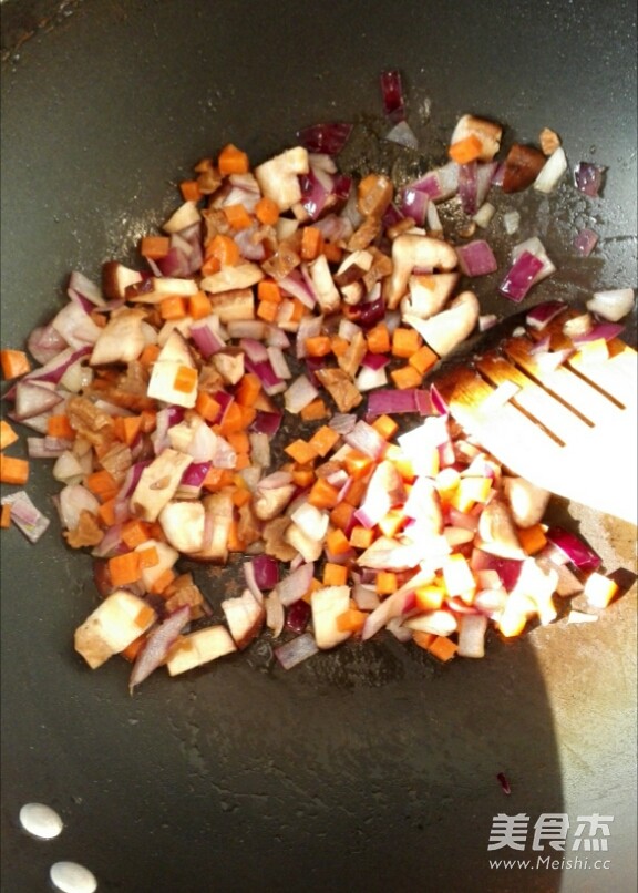 Fried Rice with Sausage, Shiitake Mushroom and Dried Radish recipe