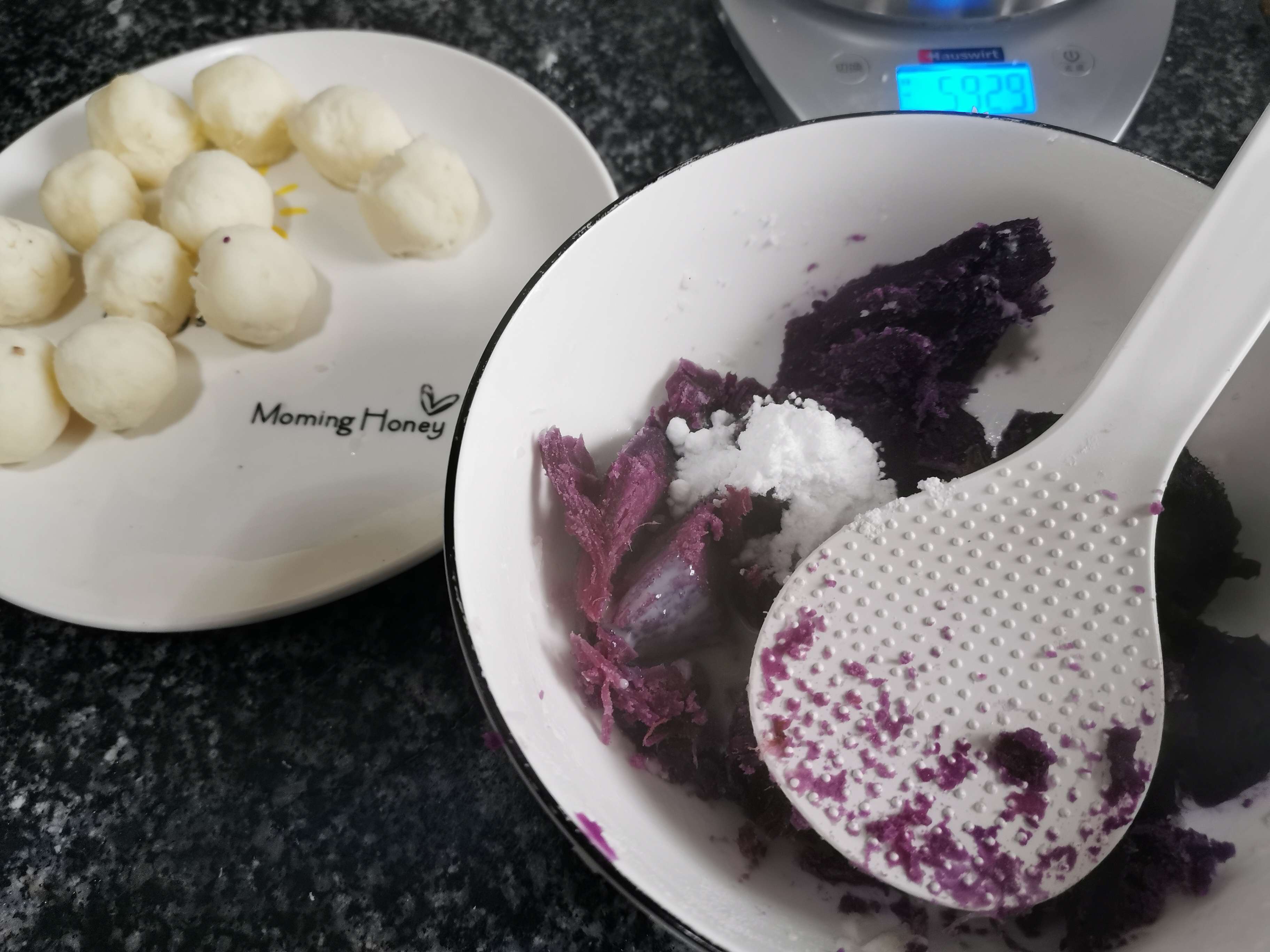 Crystal Yam and Purple Sweet Potato Dumplings recipe