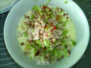 Steamed Custard with Flax Seed Oil, Mixed Vegetables, Smoked Sausage and Toast recipe