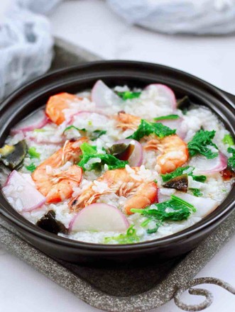 Carrot Congee with Sea Shrimp and Preserved Egg recipe