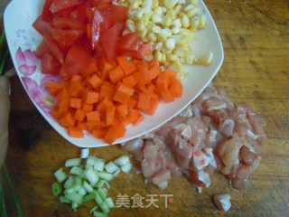 Children Love Color-stir-fried Chicken with Colorful Vegetables recipe