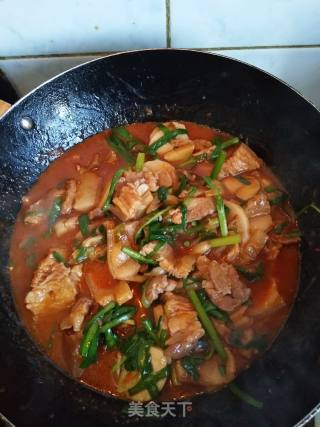 Stir-fried Rice Cake with Pork Belly and Spicy Cabbage recipe