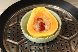 Four Good Desserts to Drive Away Qiuzao: [shuangxue Red Date Papaya Boat] recipe