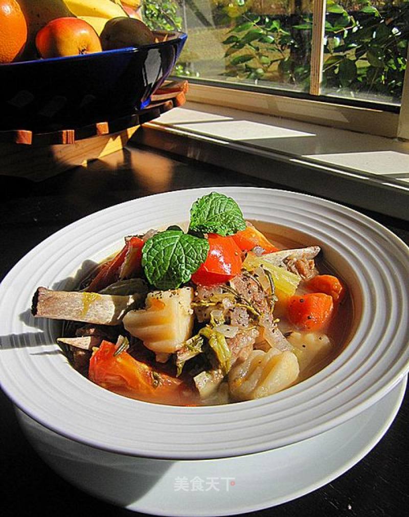 Lamb Bone Soup with Rosemary and Mixed Vegetables