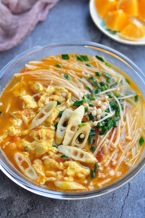 Tomato Noodle Soup with Fresh Bamboo Shoots recipe