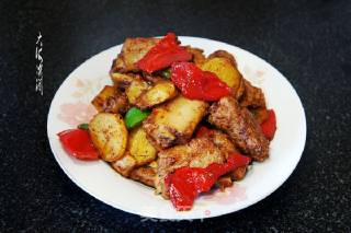 Pork Ribs Fried Green Pepper Potato Chips recipe