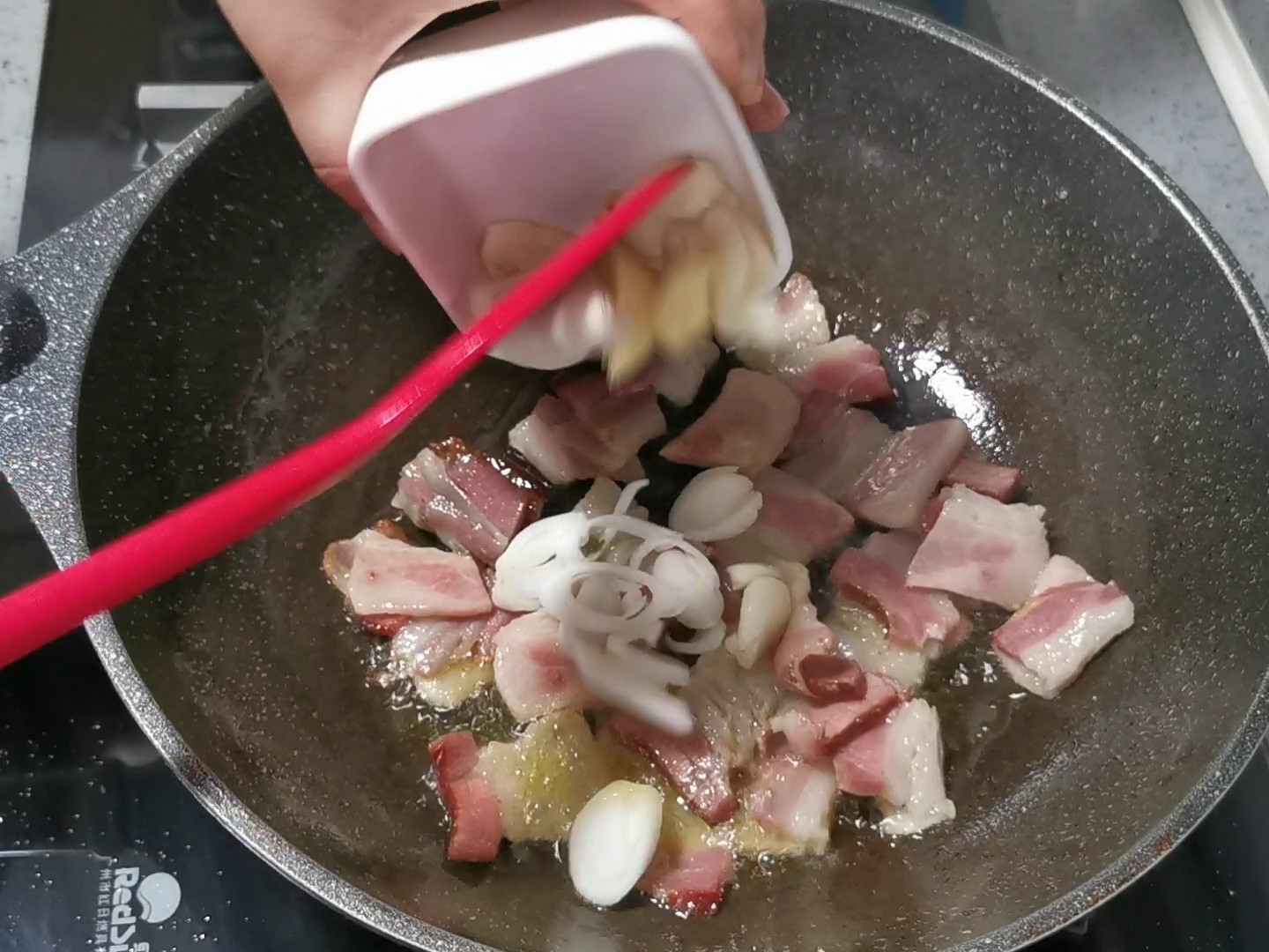 Fried Bacon with Lentils recipe