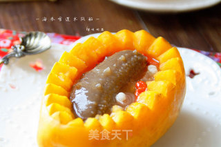 [sea Cucumber Snow Lotus Papaya Boat]: Sweet Water for Beautiful Women recipe