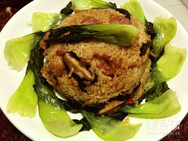 Braised Rice with Mushrooms and Mochi Chicken recipe