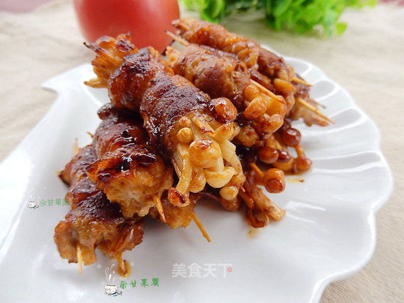 Pan-fried Pork Belly Roll with Enoki Mushroom recipe