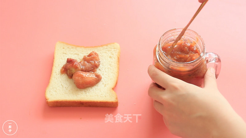 Homemade Strawberry Banana Jam in Spring in An Enamel Pot recipe