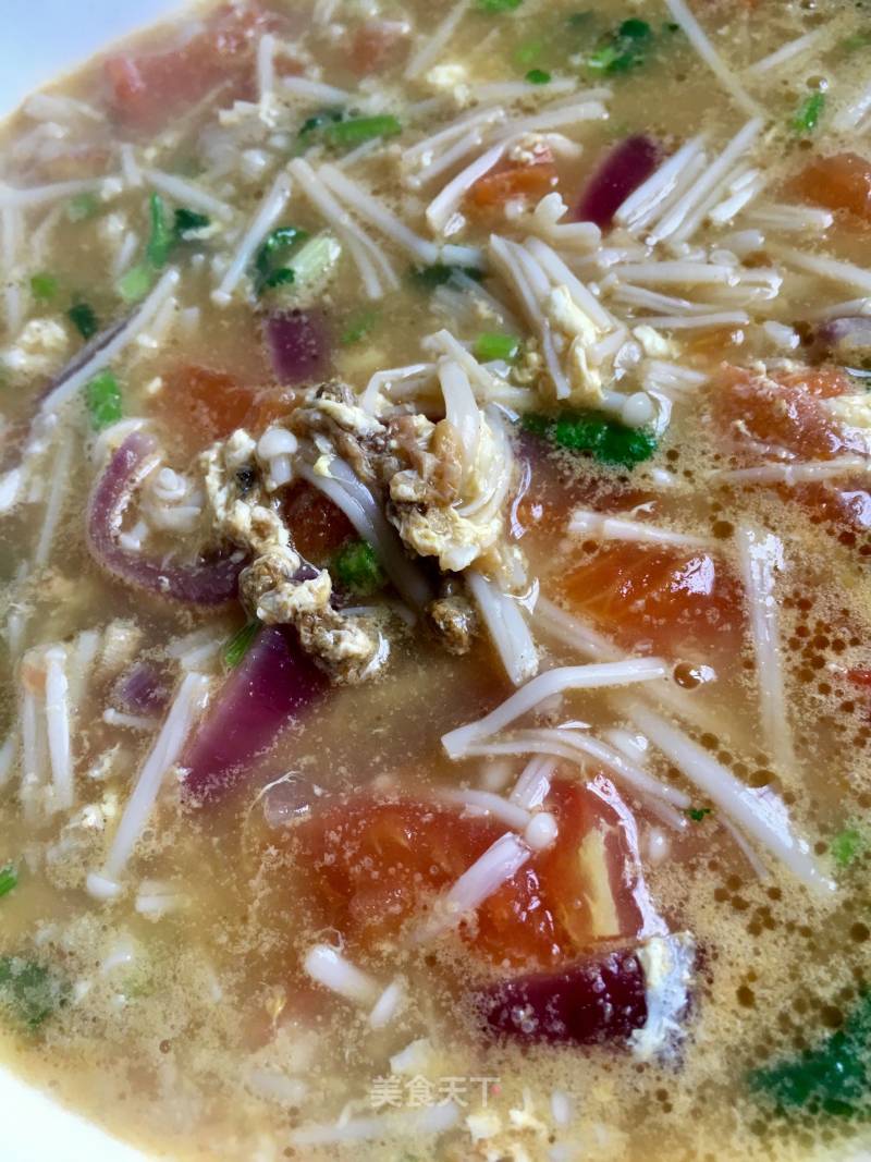 Enoki Mushroom and Sea Cucumber Flower Egg Soup recipe