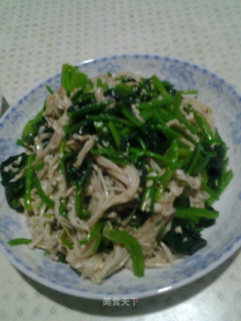 Jade with White Jade (cold Spinach and Enoki Mushroom) recipe
