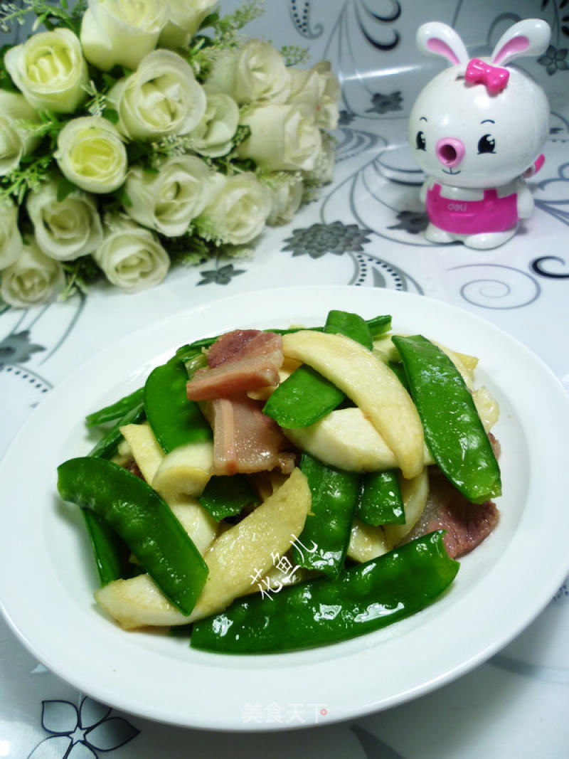 Stir-fried Snow Peas with Dried Rice and Pork recipe