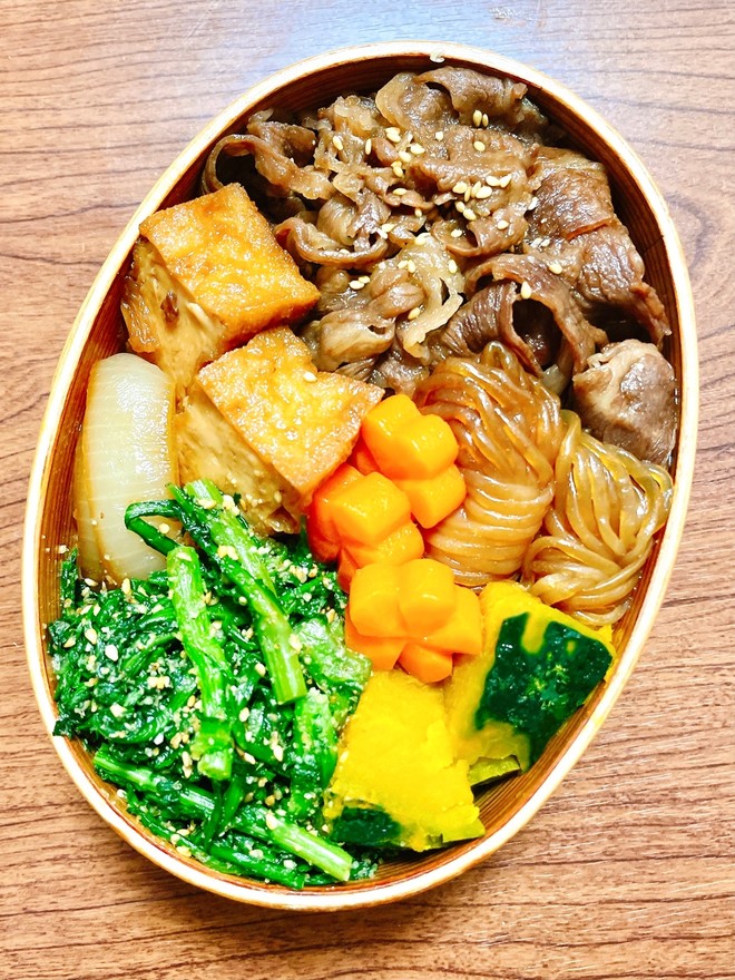 Lunch Box for High School Students-beef Sukiyaki (sukiyaki) recipe