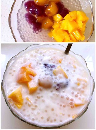Yogurt, Mango, Taro Balls and Sago
