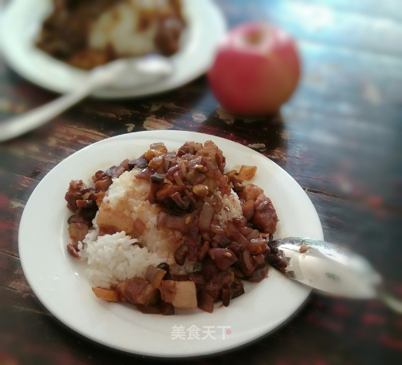 Stir-fried Mushroom Rice with Braised Pork recipe