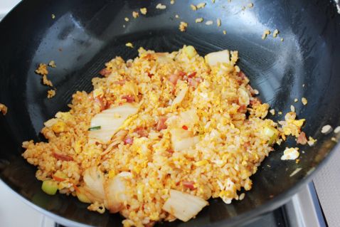 Korean Kimchi Sausage Egg Fried Rice recipe