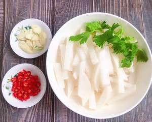 Hot and Sour Crispy Pickled Radish Sticks recipe