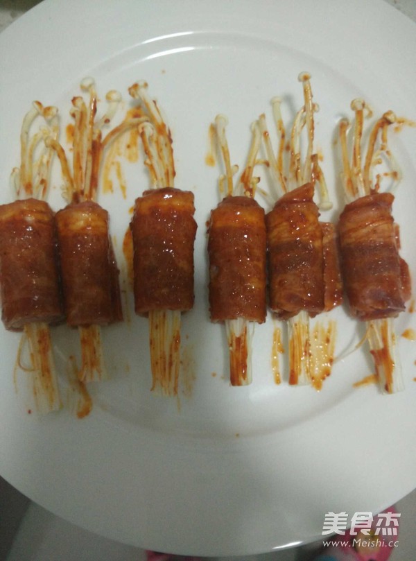 Microwave Version of Bacon and Enoki Mushroom Rolls recipe