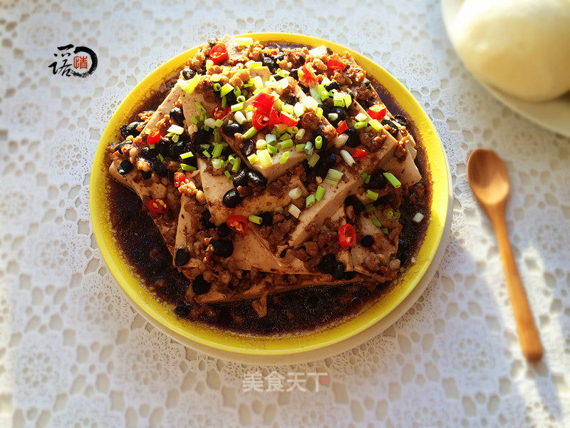 Steamed Tofu with Minced Pork in Tempeh recipe
