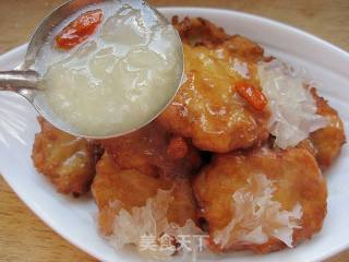 【winter Healthy Vegetables】—snow Ear Pear Cake with Sugar Sauce recipe